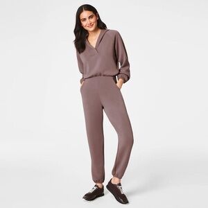 Spanx AirEssentials V-Neck Hooded Jumpsuit - Smoke - Size M